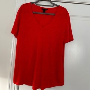 New BananaRepublic OrangeLinen V-Neck Short-SleeveT-Shirt
